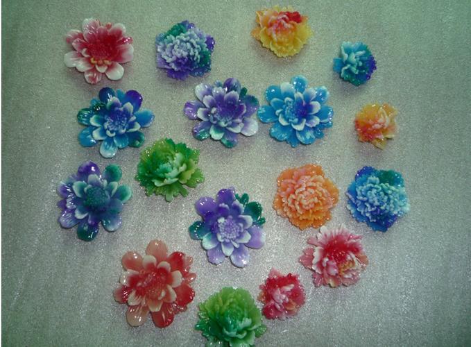 【供应仿玉树脂花牡丹花太阳花玫瑰花 diy树脂花饰品配件批发】其他工